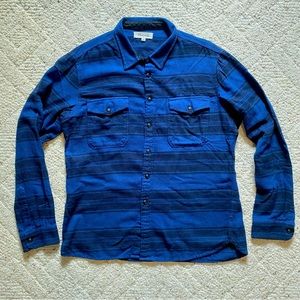 Madewell Flannel Brushed Twill Shirt Large Long Sleeve Blanket Stripe Blue